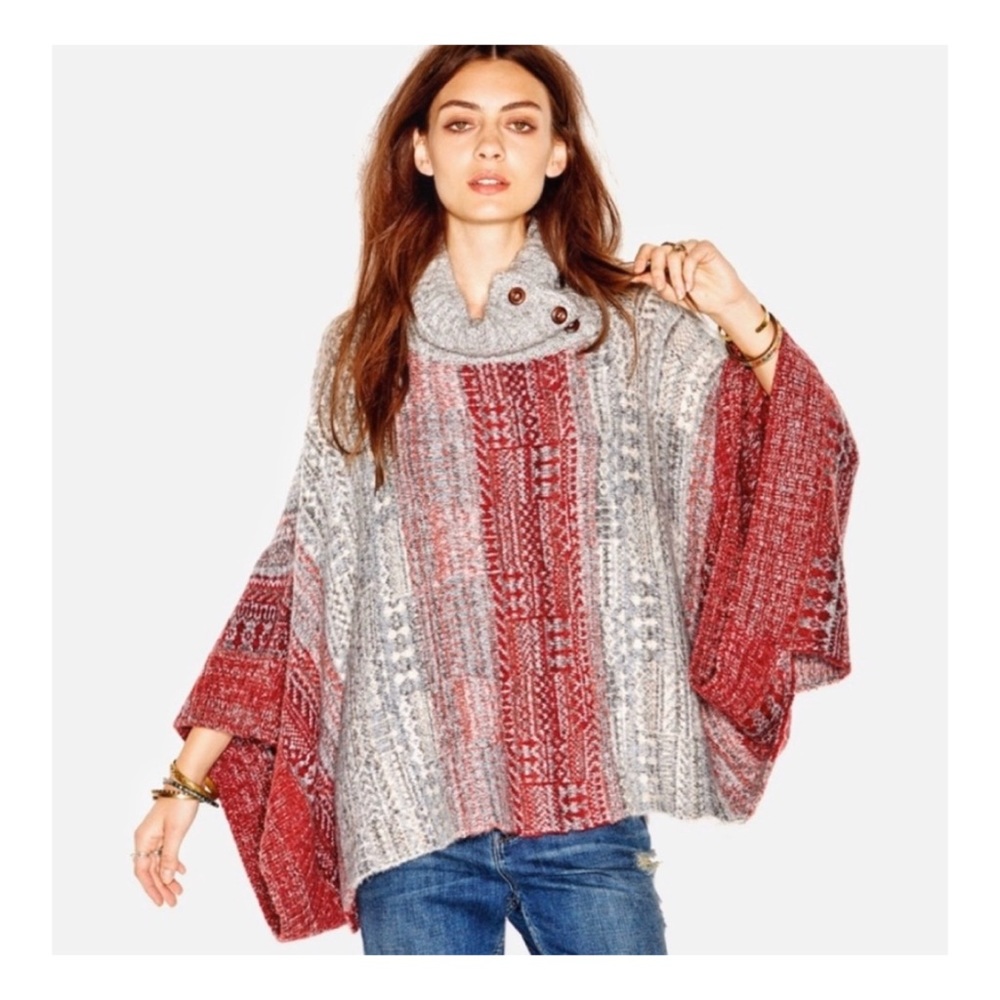 [Free People] Willow Diamond Knit Poncho